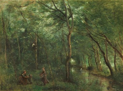 Languille Gatherers by Jean Baptiste Camille Corot